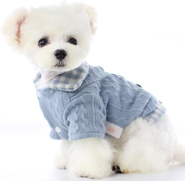 Suéter de princesa para perros pequeños, camisa gruesa, ropa a cuad...
