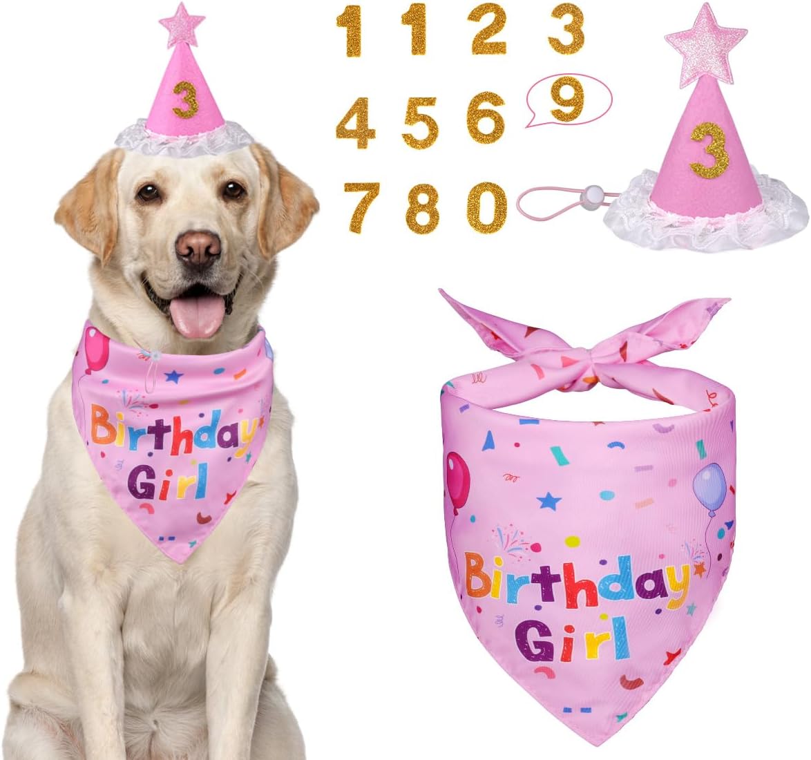 Yicostar Decoraciones de cumpleaños para perros, sombrero de cumple...