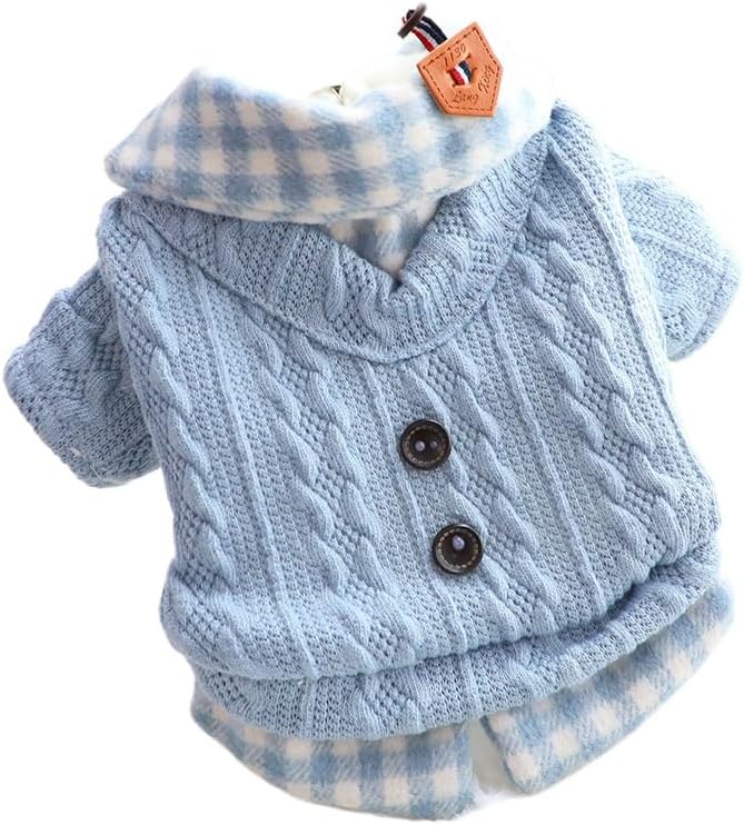 Suéter de princesa para perros pequeños, camisa gruesa, ropa a cuad...