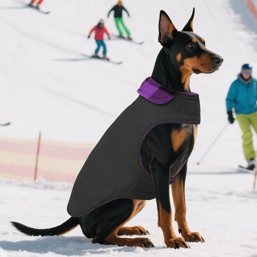 Asenku - Abrigo de invierno para perros, diseño a cuadros reversibl...
