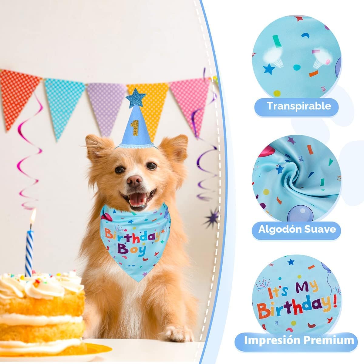 Yicostar Suministros de fiesta de cumpleaños para perros, juego de...