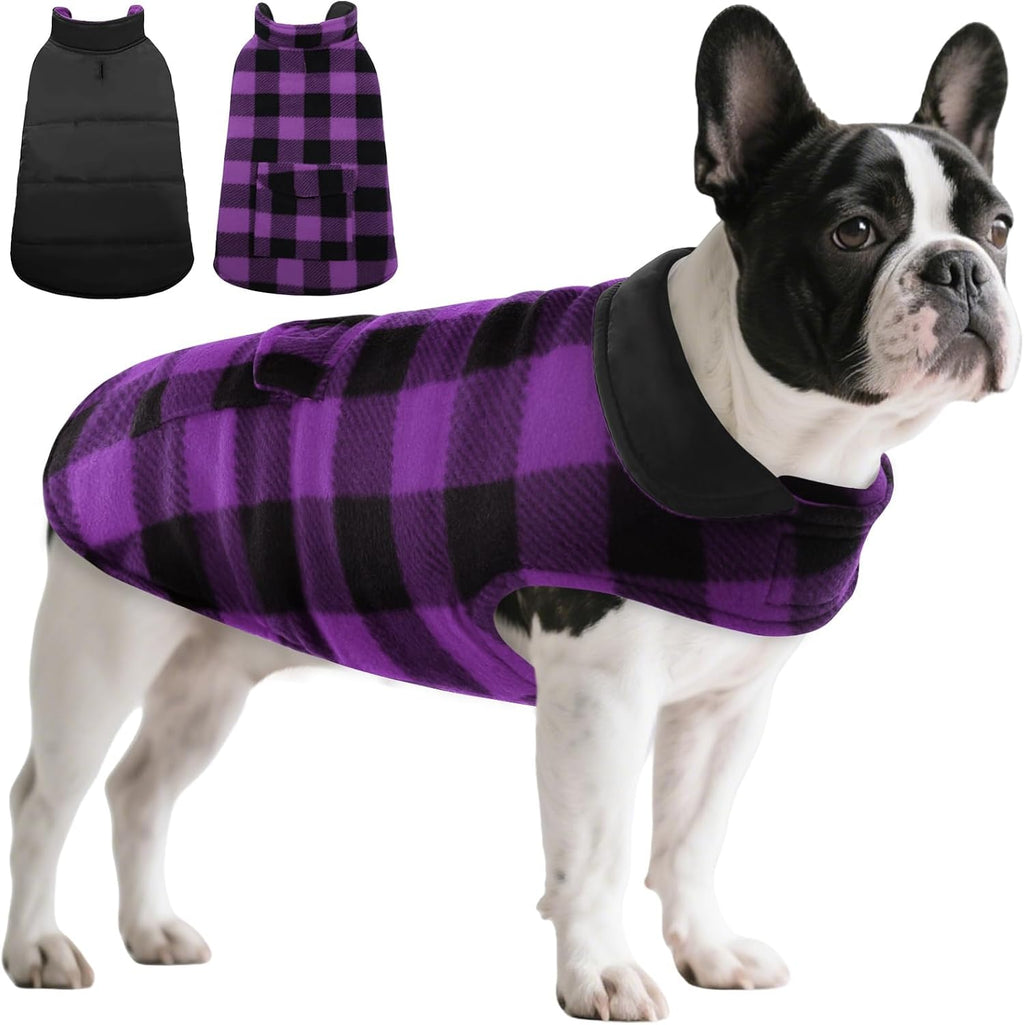 Asenku - Abrigo de invierno para perros, diseño a cuadros reversibl...