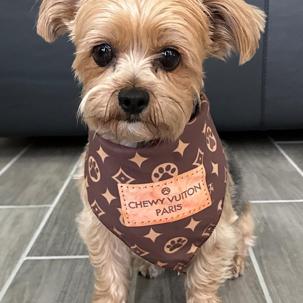 Bandana para perros Chewy Vuiton ropa de moda de diseñador, bufanda...
