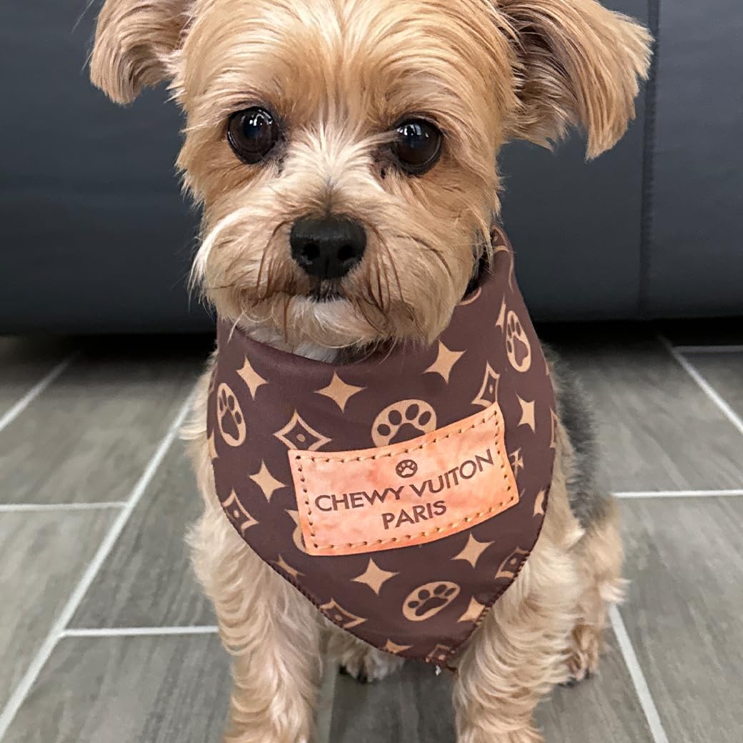 Bandana para perros Chewy Vuiton ropa de moda de diseñador, bufanda...
