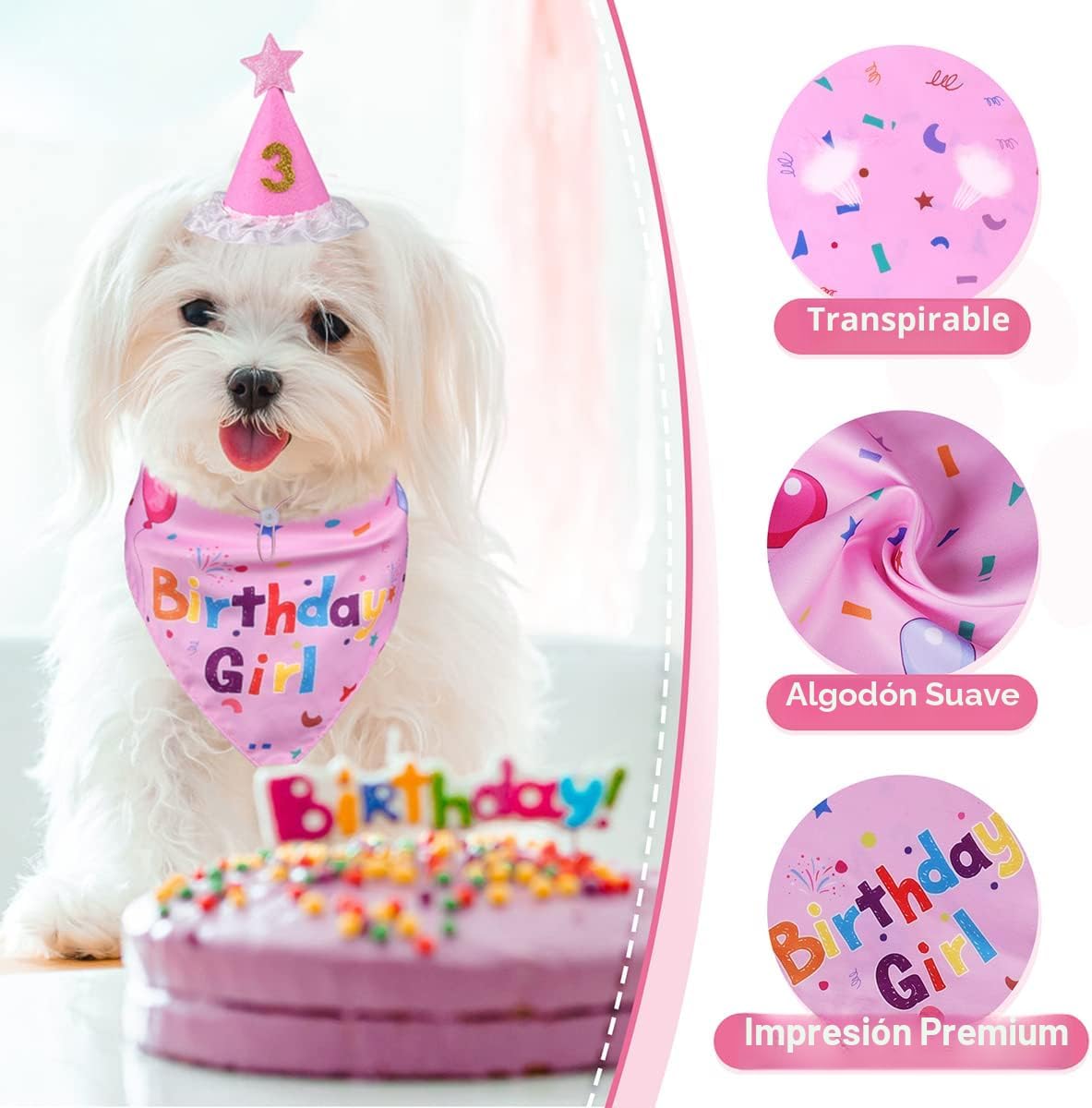 Yicostar Decoraciones de cumpleaños para perros, sombrero de cumple...