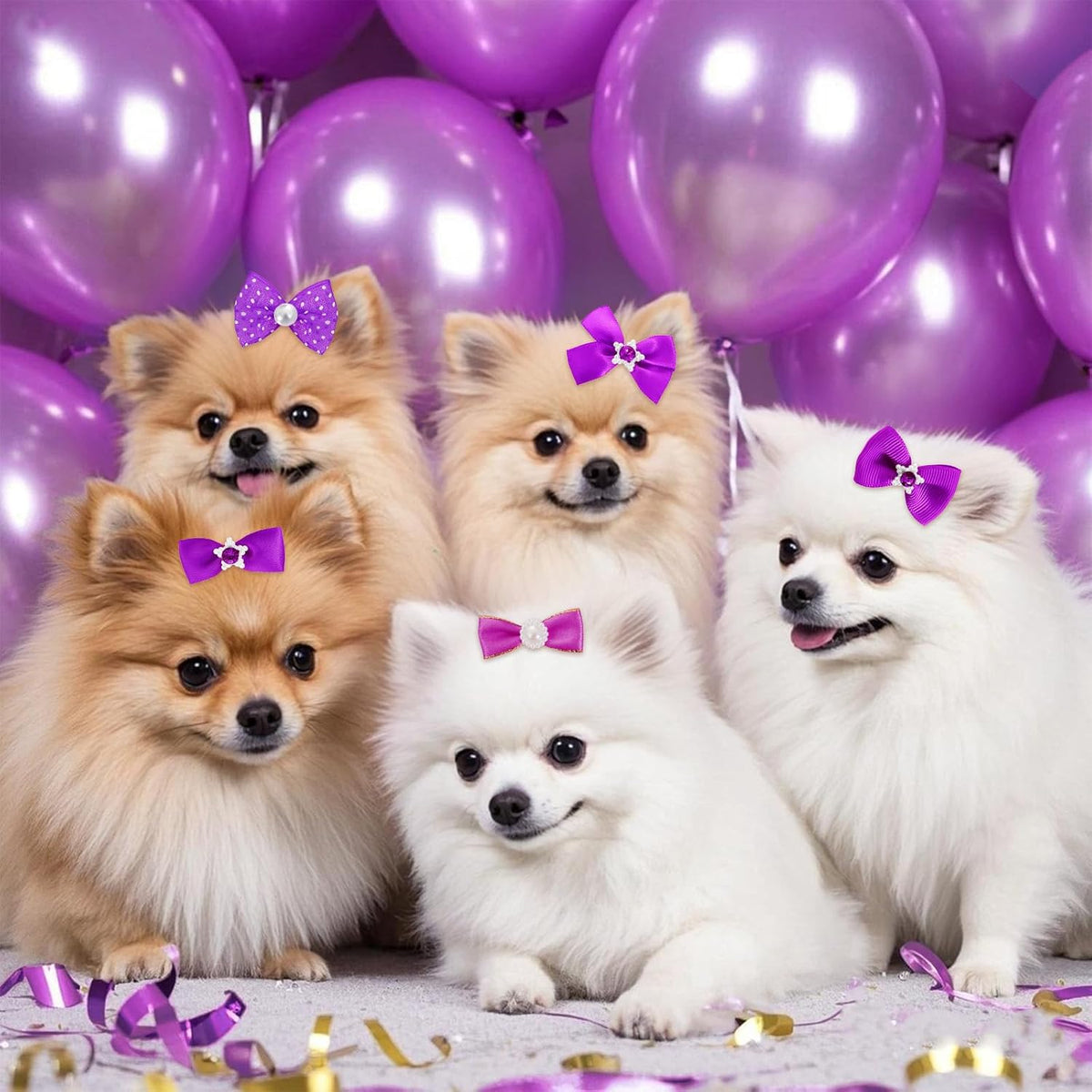 20 unidades de lindos moños para el pelo de perro con bandas de gom...
