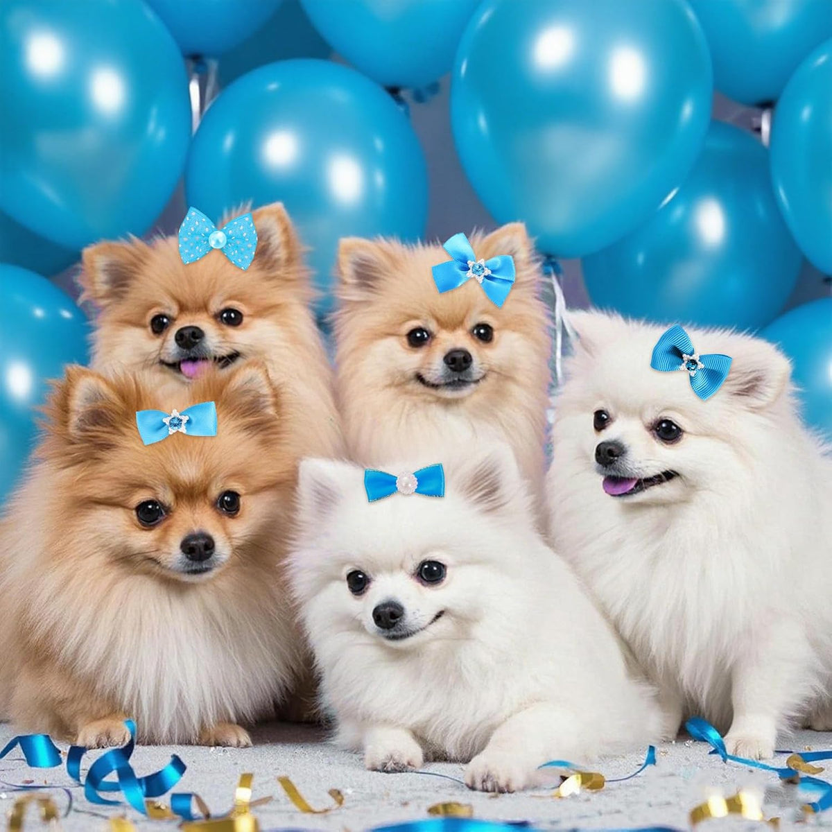20 unidades de lindos lazos para el pelo de perro con bandas de gom...