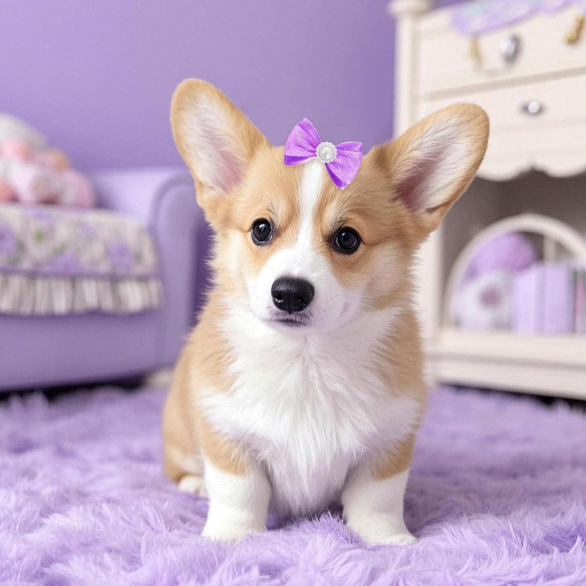 20 unidades de lindos moños para el pelo de perro con bandas de gom...