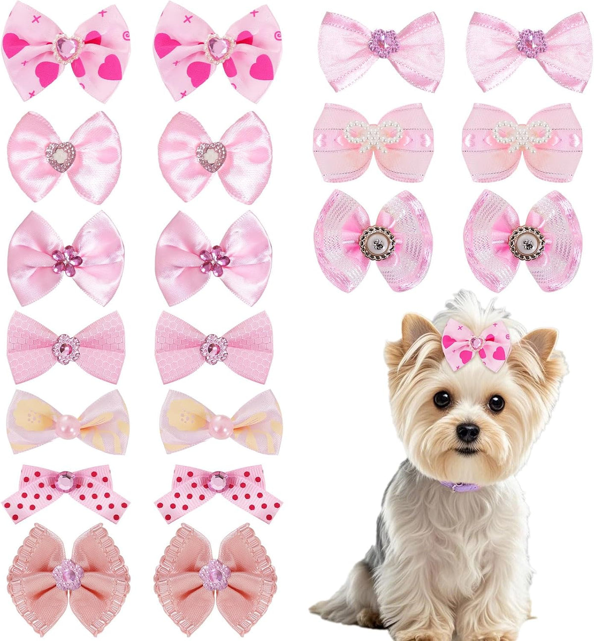 20 PIEZAS Lindos Lazos para el Pelo de Perro con Bandas de Goma Elá...
