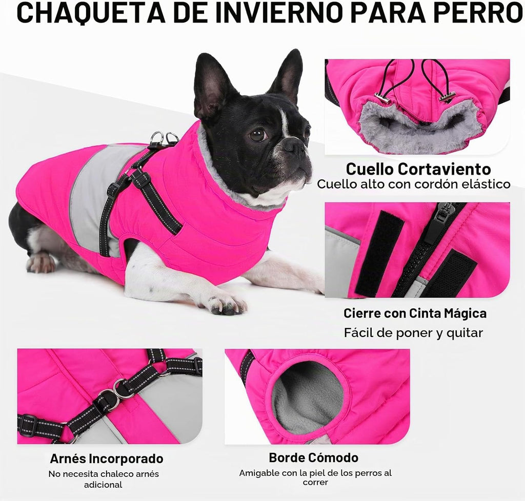 SUNFURA Abrigo para perro pequeño con arnés integrado, chaqueta cál...