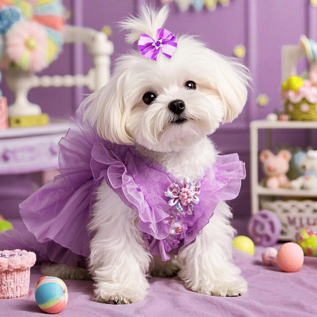20 unidades de lindos moños para el pelo de perro con bandas de gom...