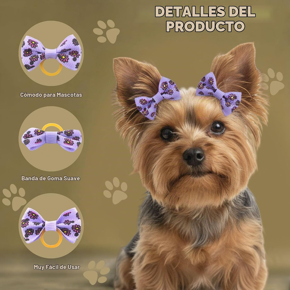 QingHan - Lazos para el pelo de cachorros y perros: con bandas de g...