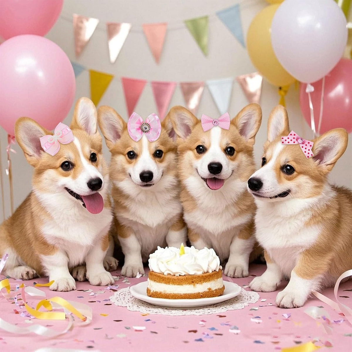 20 PIEZAS Lindos Lazos para el Pelo de Perro con Bandas de Goma Elá...