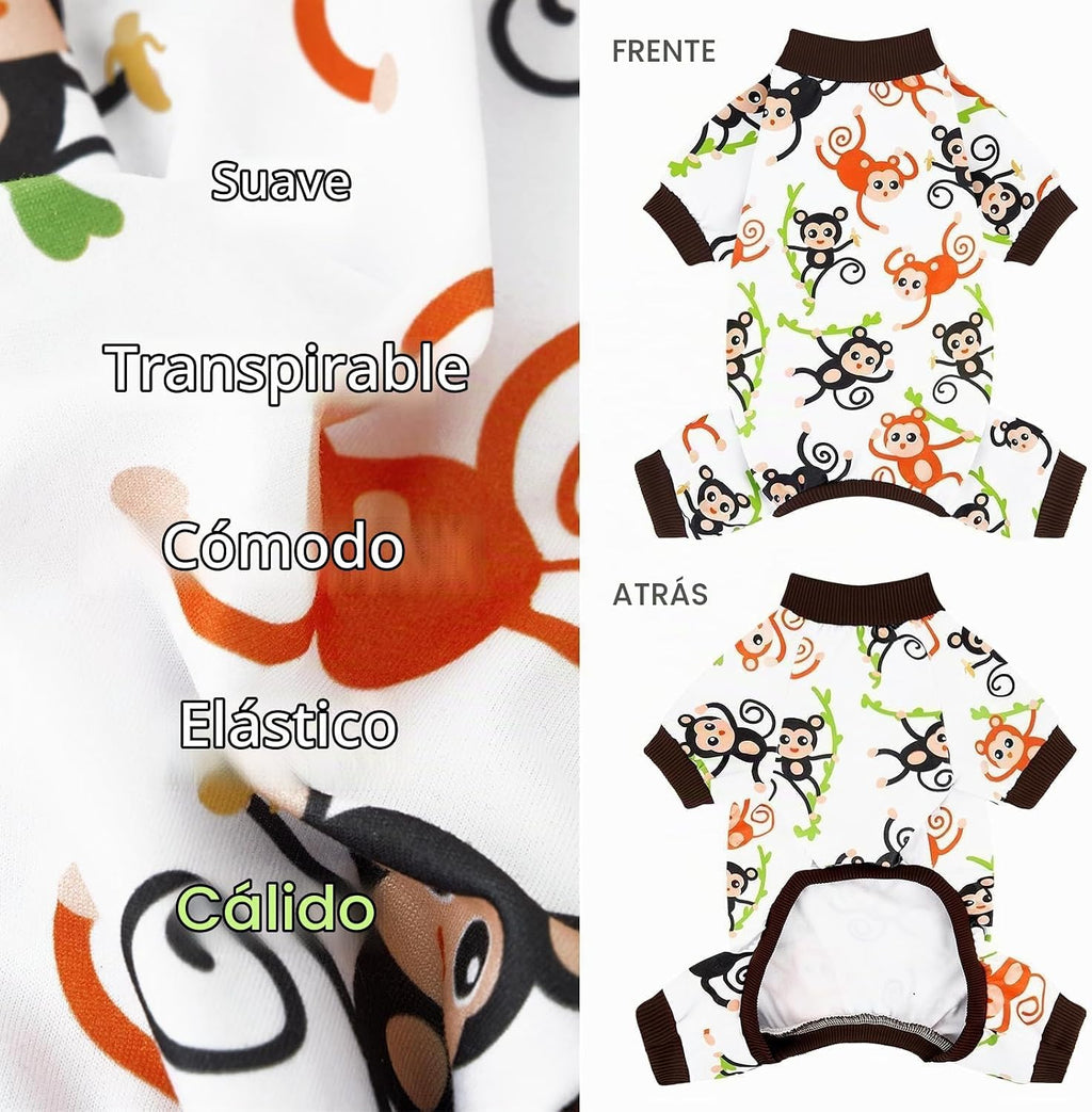 XPUDAC Paquete de 4 pijamas para perros, ropa suave y elástica de v...