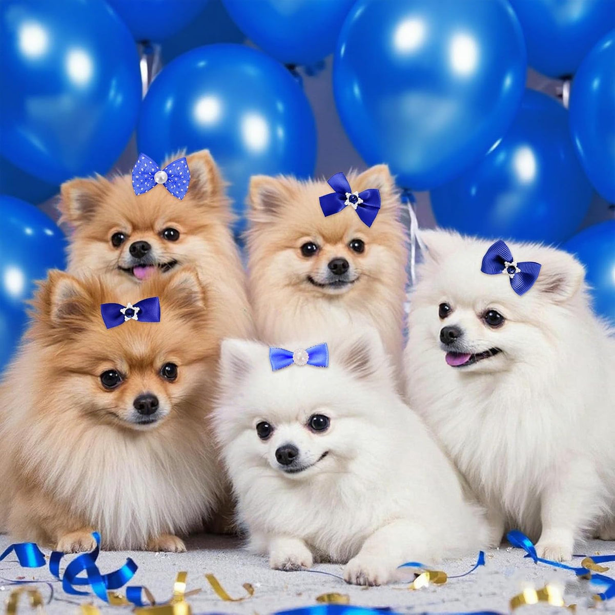 20 unidades de lindos lazos para el pelo de perro con bandas de gom...