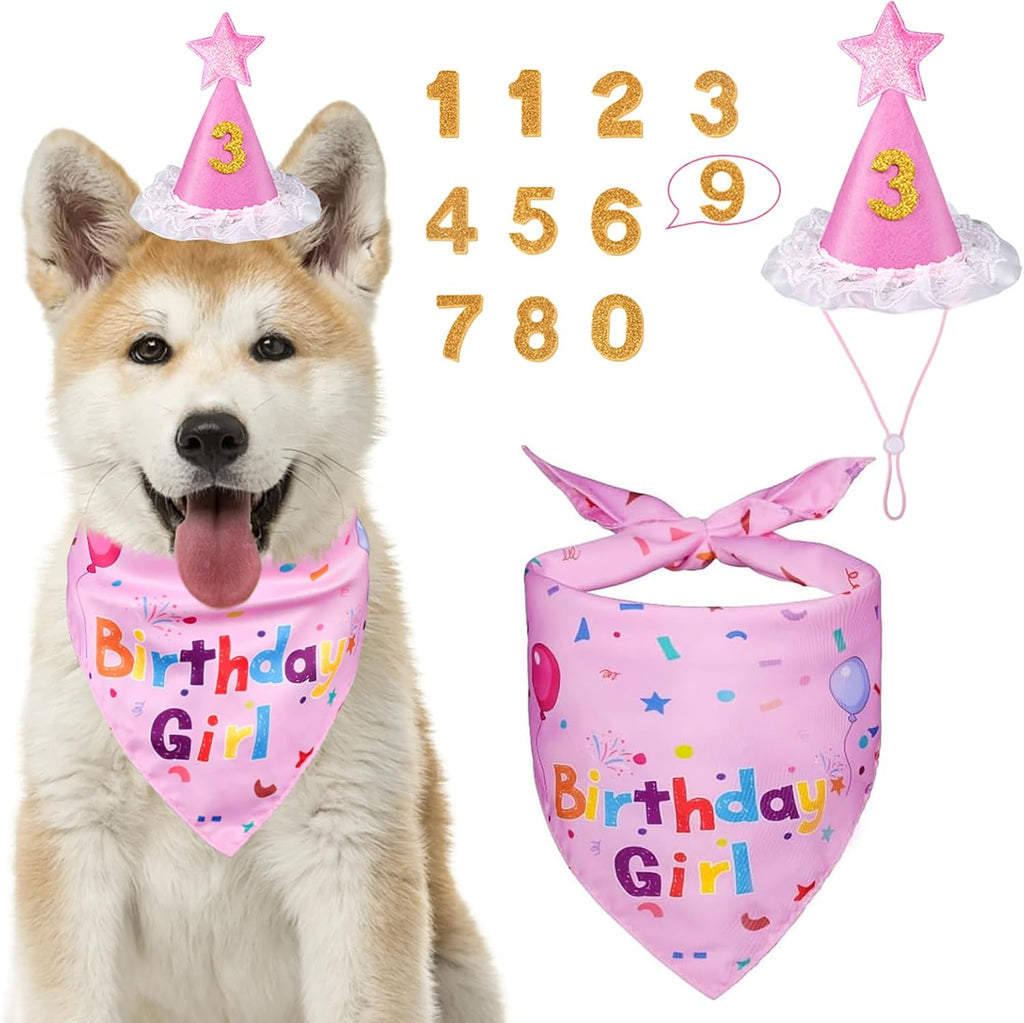Yicostar Juego de bandana de cumpleaños para perros, suministros pa...