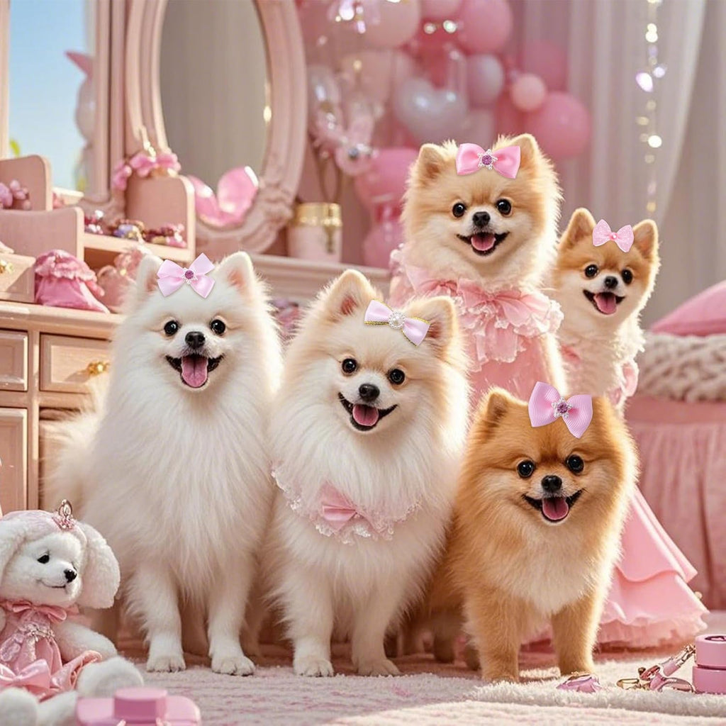 20 PCS Lazos Lindos para Cabello de Perro con Bandas de Goma Elásti...