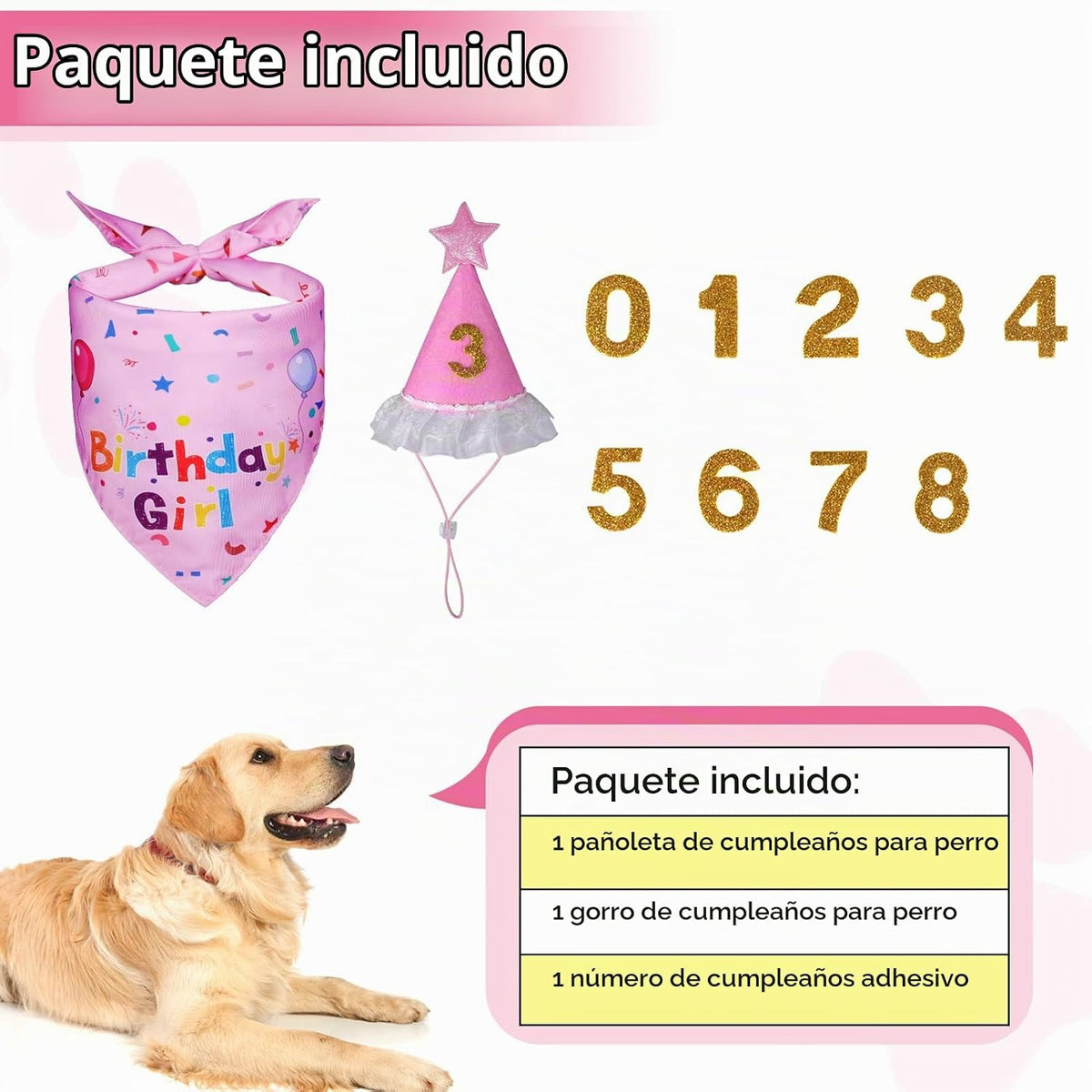 Yicostar Sombrero de fiesta de cumpleaños de perro niña, suministro...
