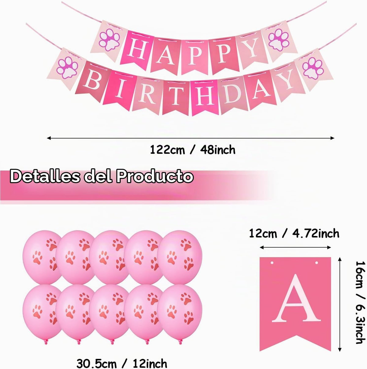Suministros para fiestas de cumpleaños para perros, juego de bandan...
