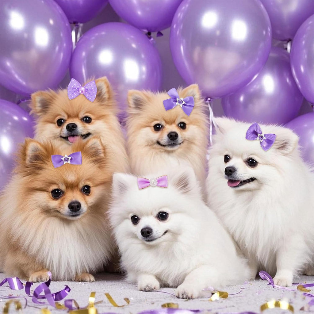 20 unidades de lindos moños para el pelo de perro con bandas de gom...