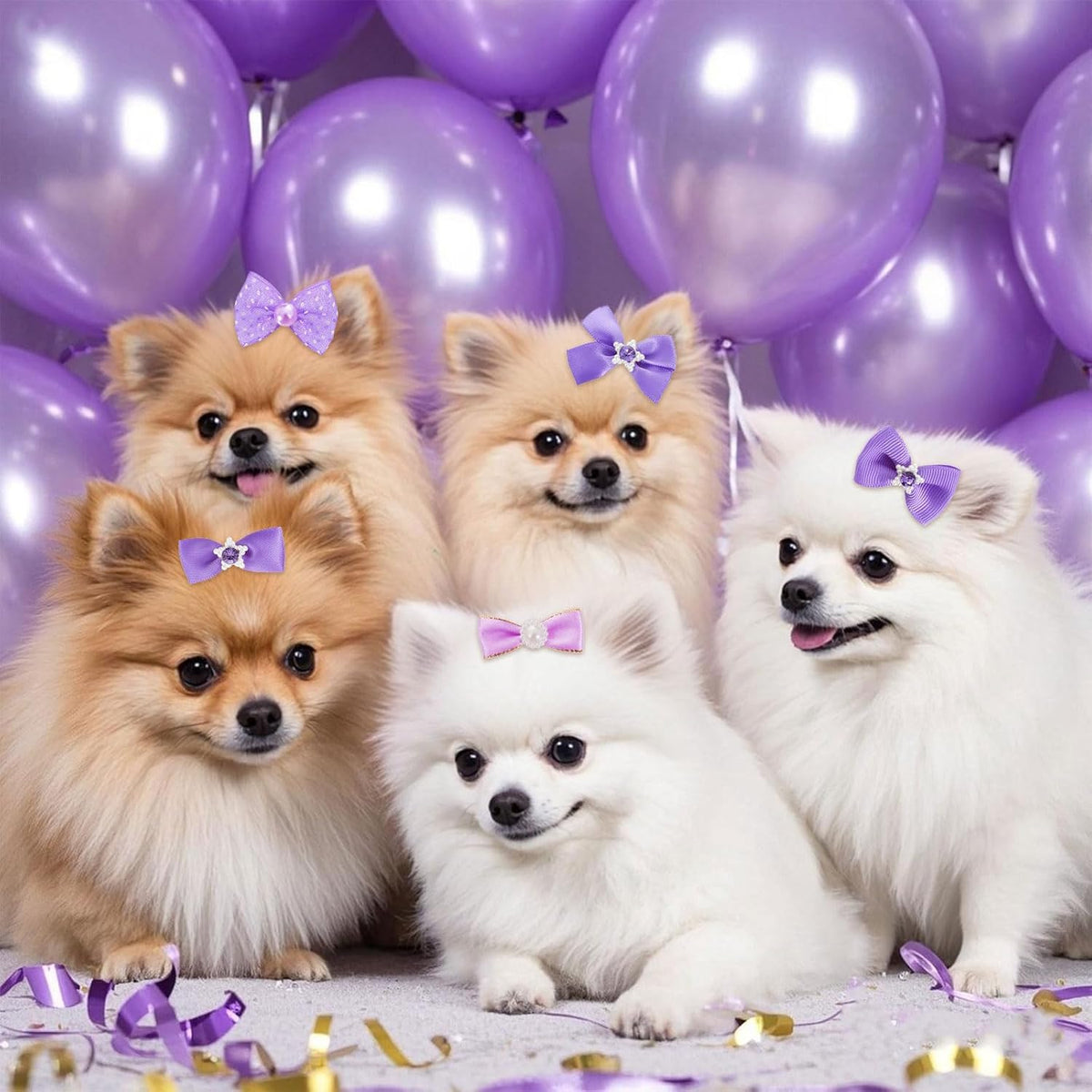 20 unidades de lindos moños para el pelo de perro con bandas de gom...