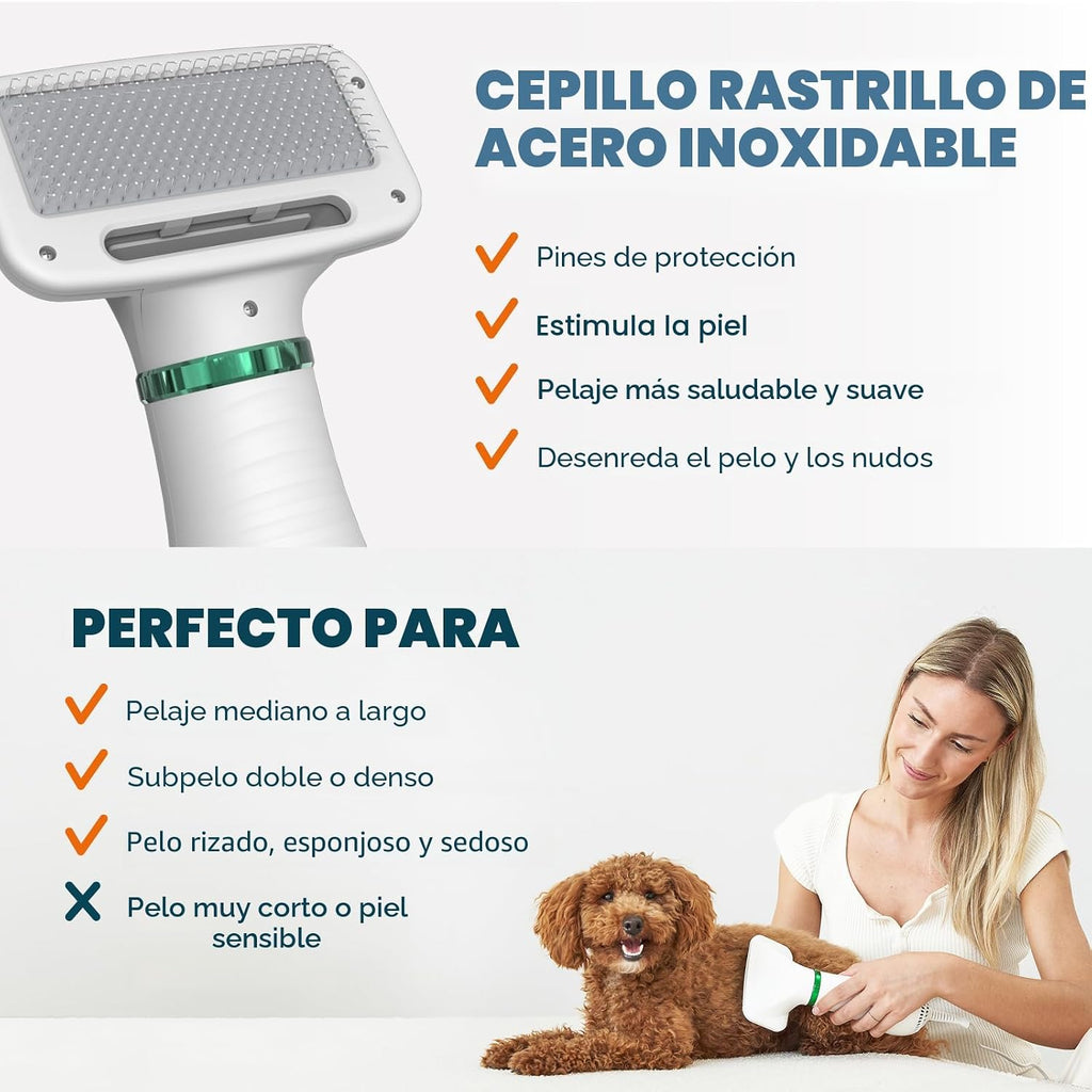 Secador de pelo para perros 2 en 1 con cepillo para perros y gatos...