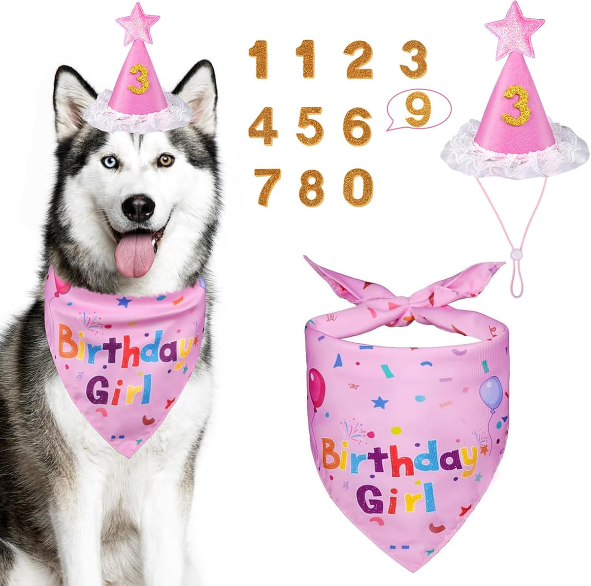 Yicostar Sombrero de fiesta de cumpleaños de perro niña, suministro...
