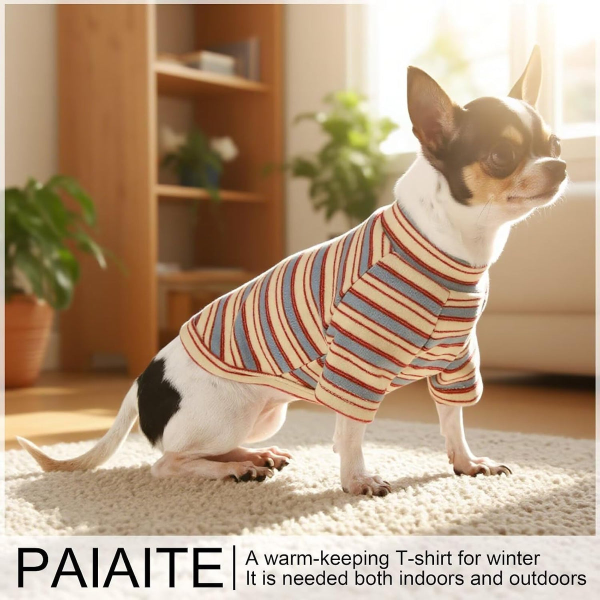 Paiaite Elegante camisa de perro a rayas ropa transpirable rojo y a...