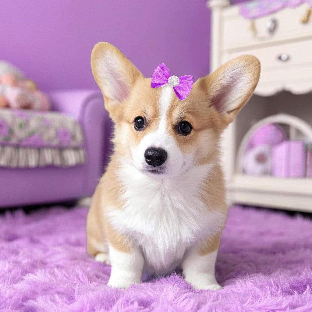 20 unidades de lindos moños para el pelo de perro con bandas de gom...