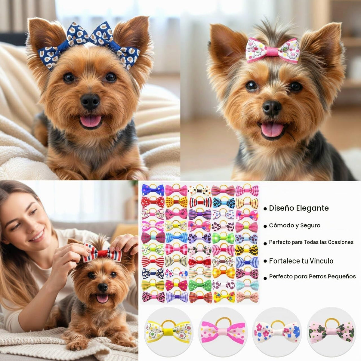 QingHan Lazos para el pelo de cachorro: 5 cm con bandas de goma, ac...