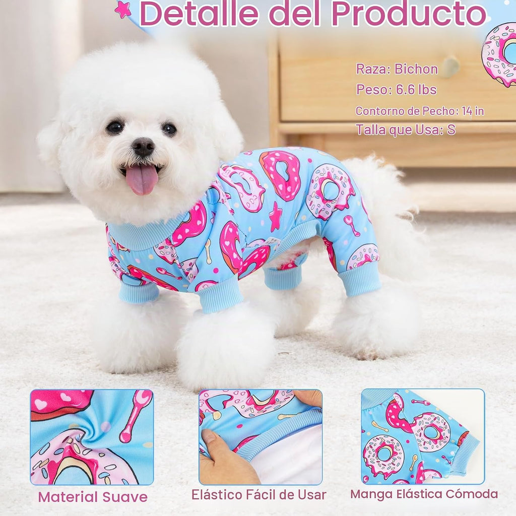 XPUDAC 4 Piezas Pijamas para Perro Suaves y Elásticos Monos para Ca...