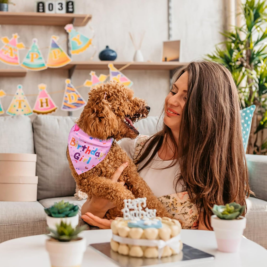 Yicostar Juego de bandana de cumpleaños para perros, suministros pa...