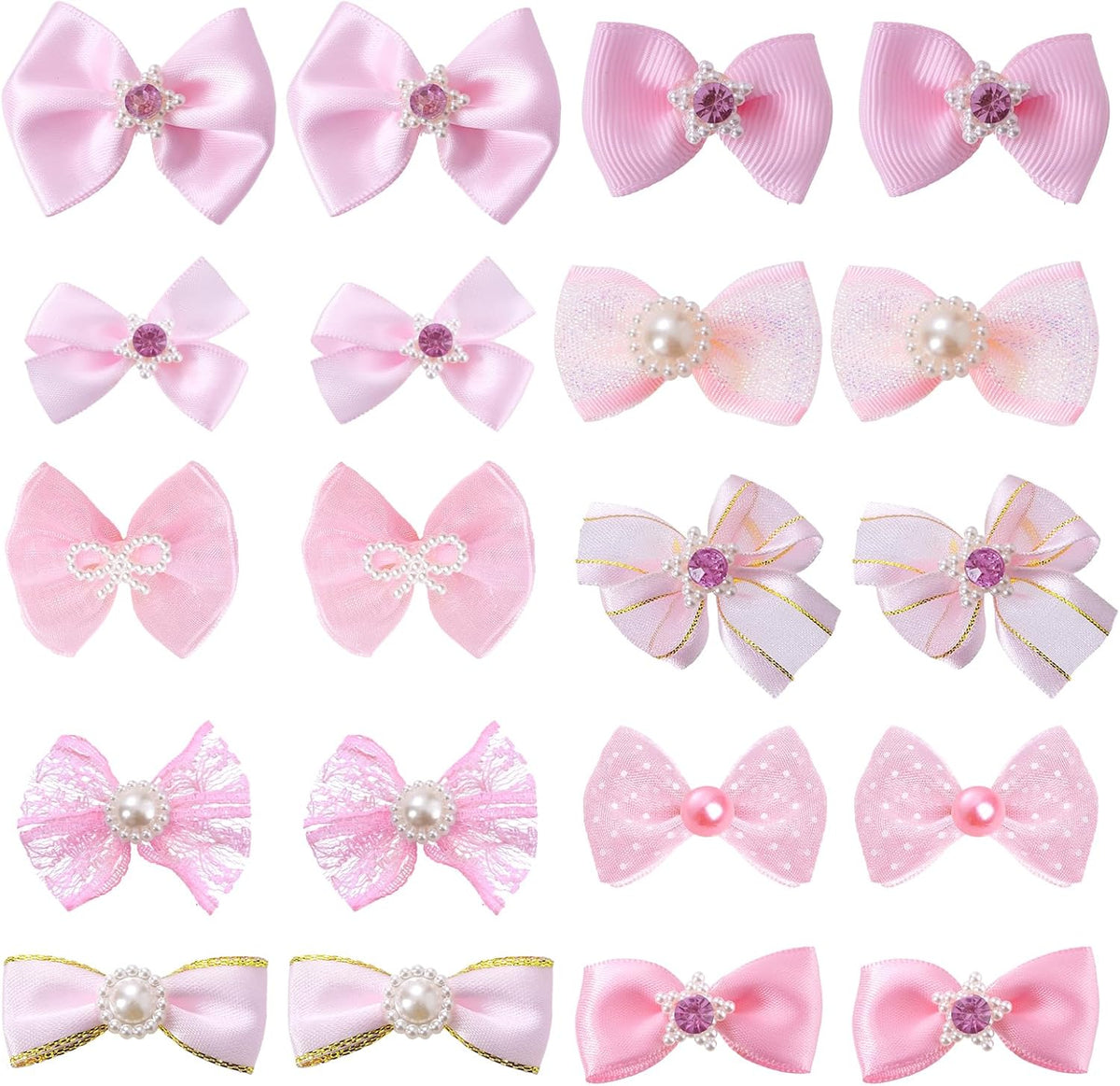 20 PCS Lazos Lindos para Cabello de Perro con Bandas de Goma Elásti...