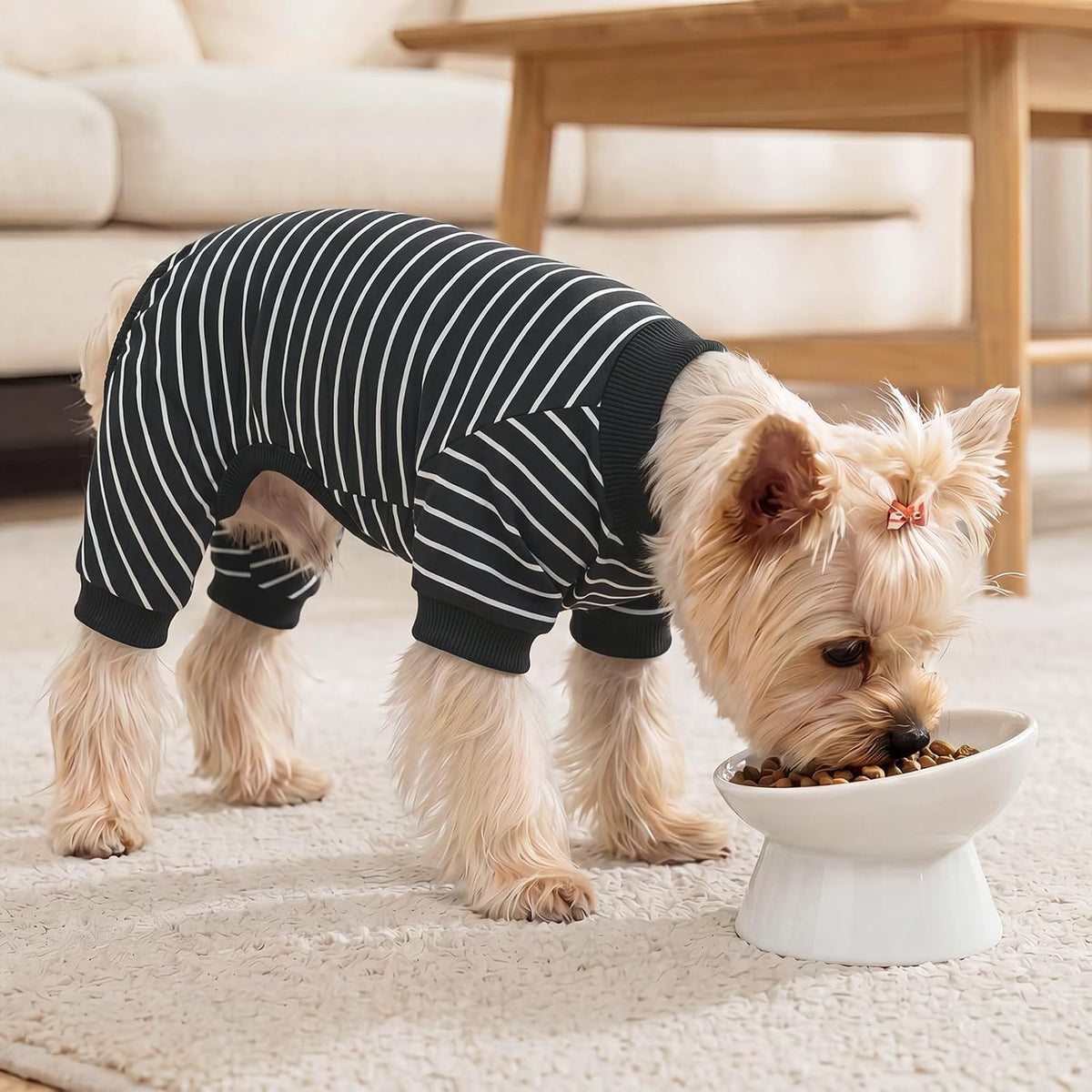 XPUDAC Paquete de 4 pijamas a rayas para perros, ropa para perros p...