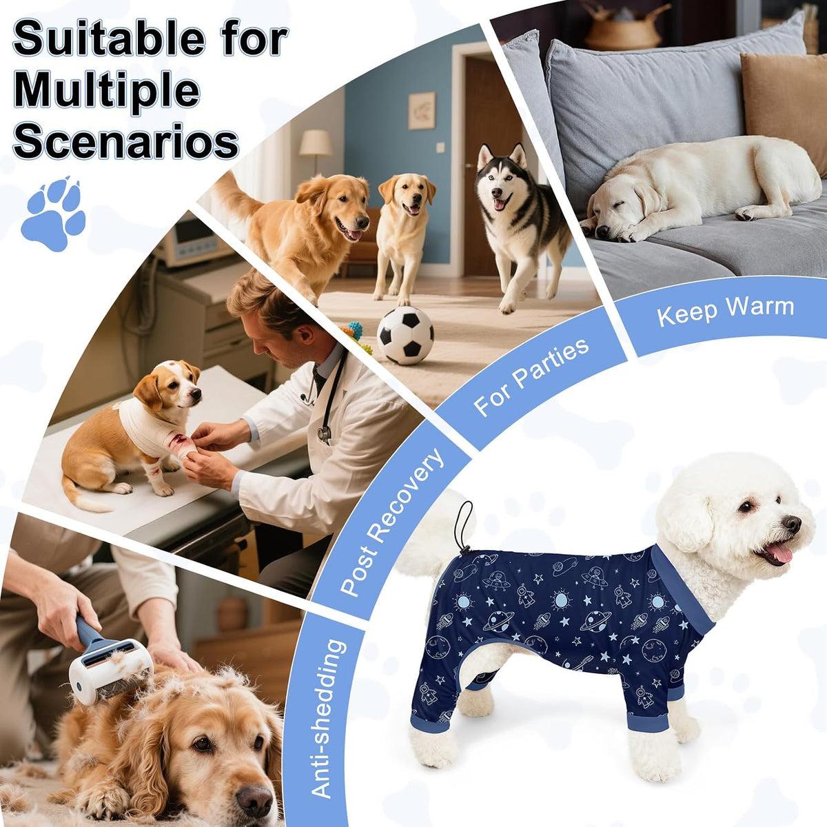 Bienbee Pijamas para Perros, Paquete de 4 Pijamas Lindos y Suaves p...