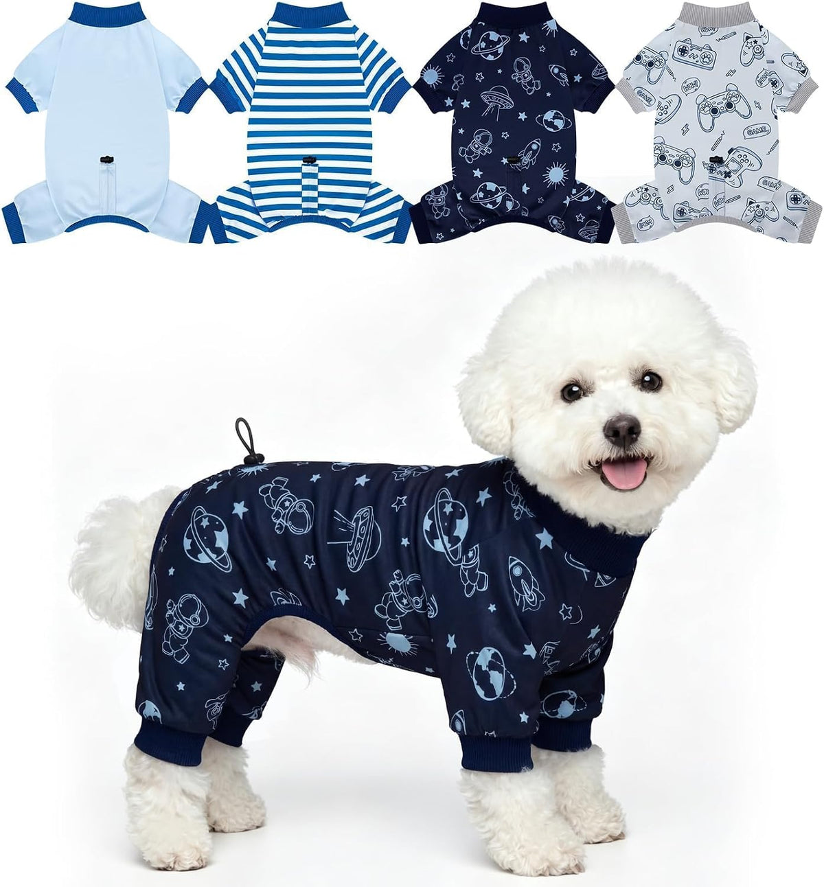 XPUDAC Paquete de 4 pijamas para perros, ropa suave para cachorros...