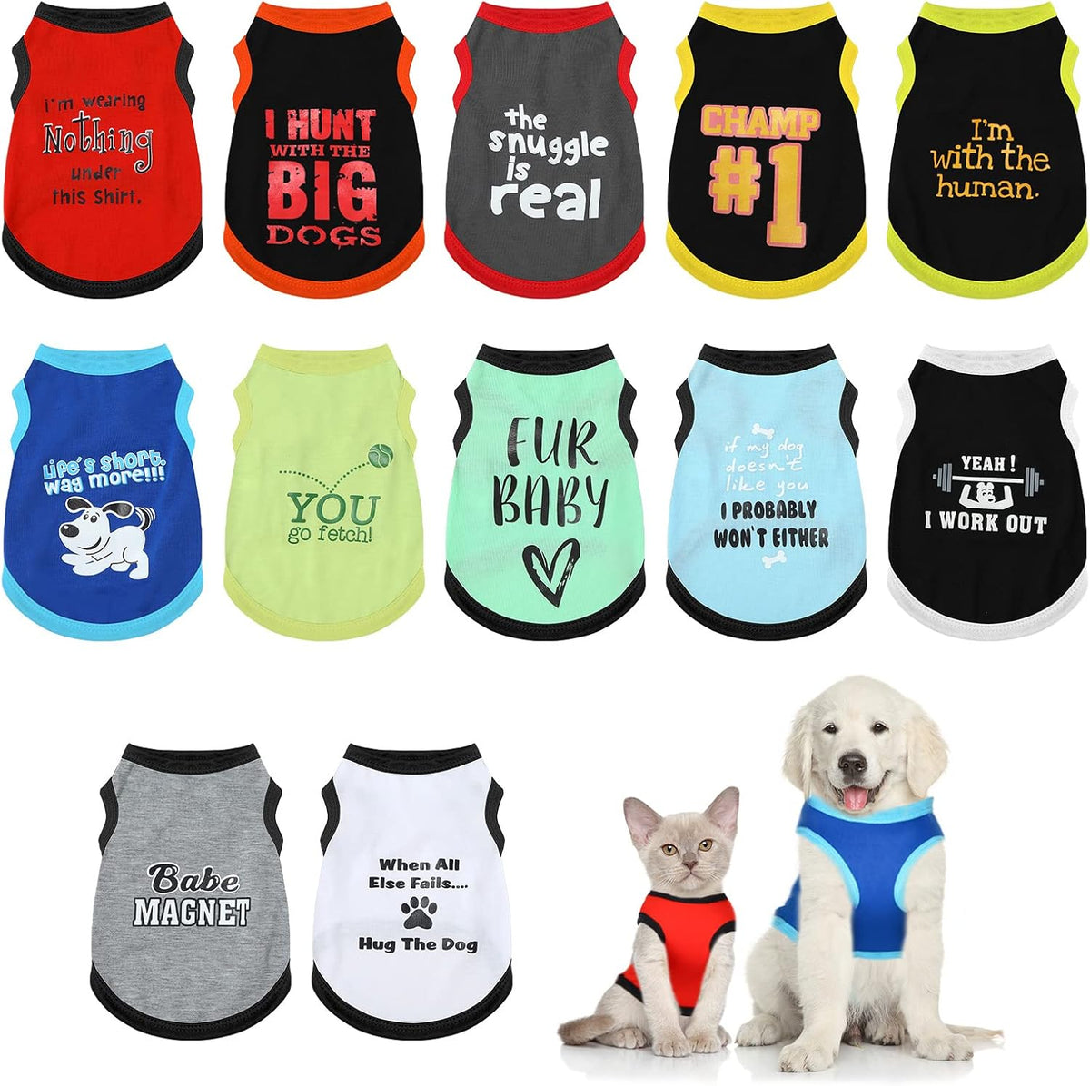 Bbto 12 camisas para perro, ropa de verano impresa para cachorros,...