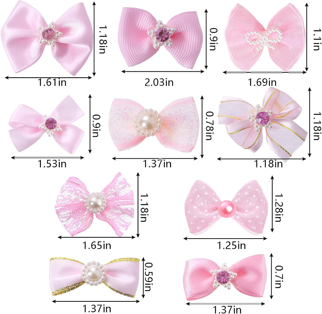20 PCS Lazos Lindos para Cabello de Perro con Bandas de Goma Elásti...