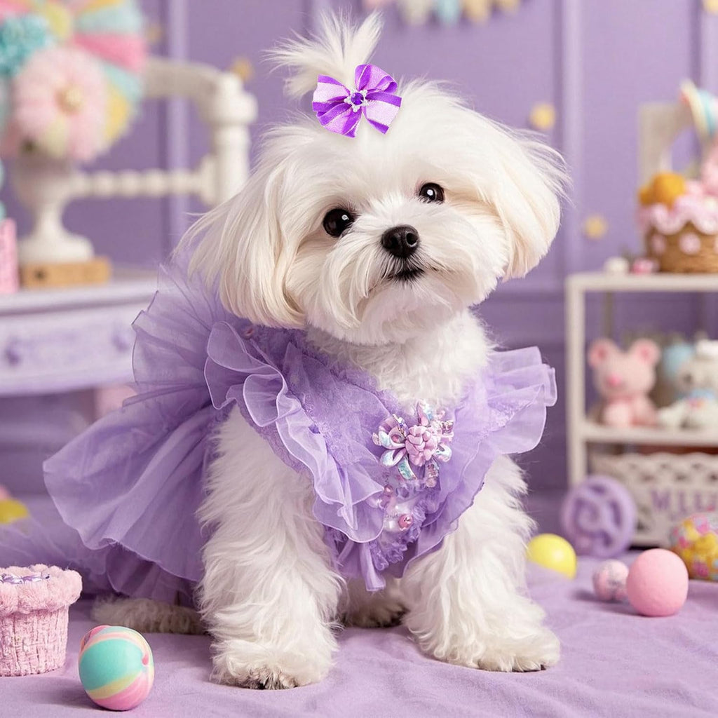 20 unidades de lindos moños para el pelo de perro con bandas de gom...