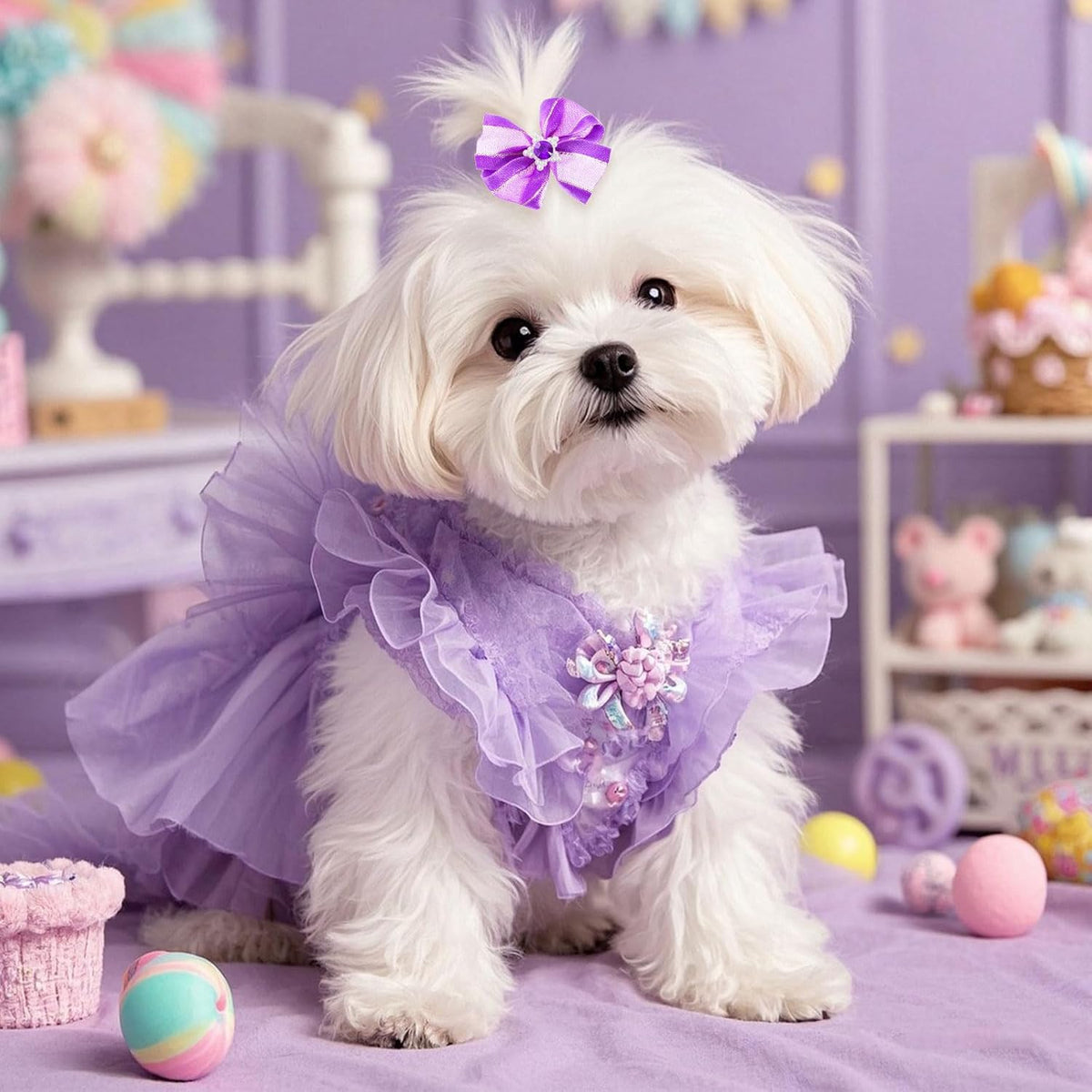 20 unidades de lindos moños para el pelo de perro con bandas de gom...