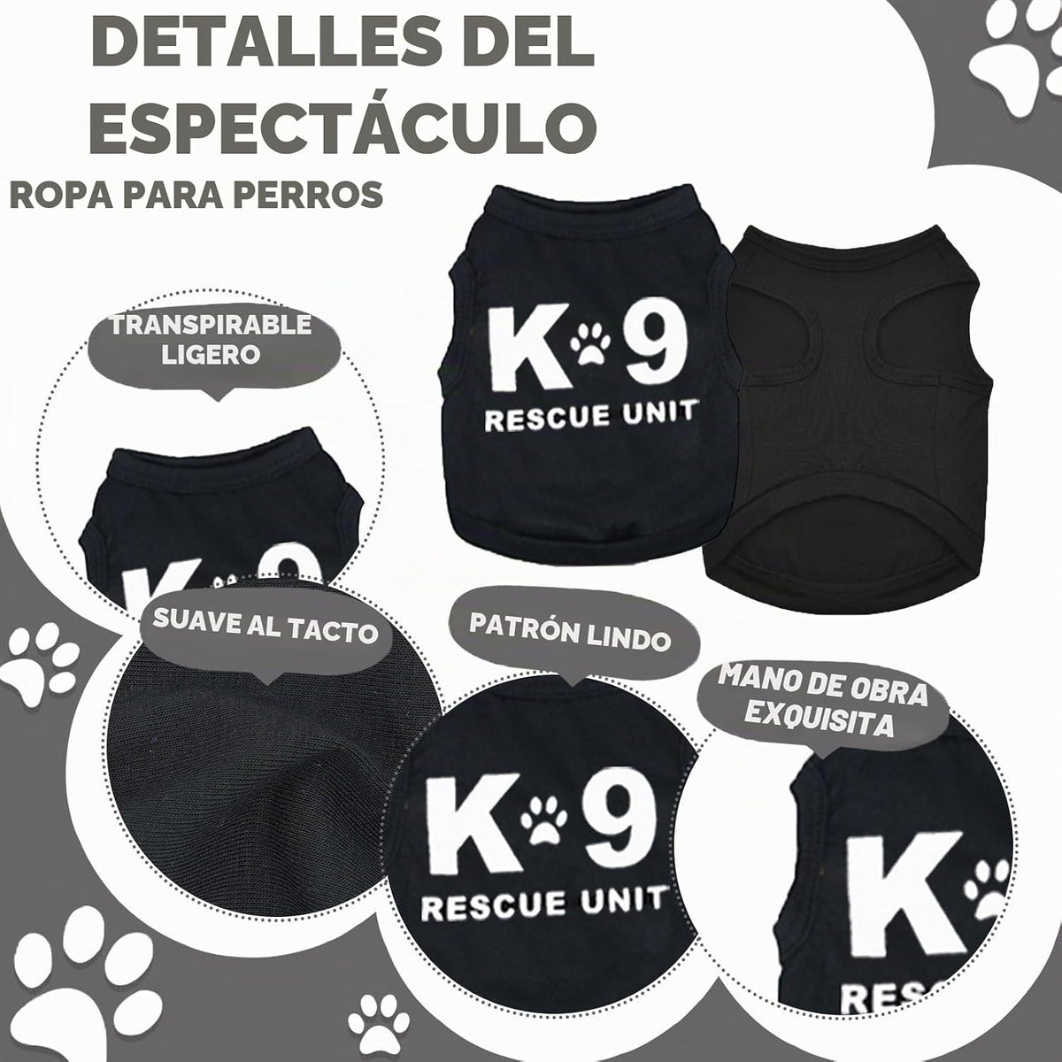 Paquete de 4 ropa para perros pequeños, camisa negra de seguridad p...