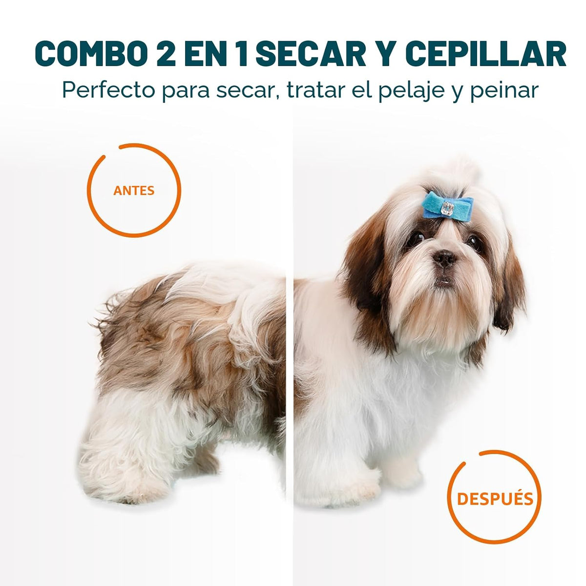 Secador de pelo para perros 2 en 1 con cepillo para perros y gatos...