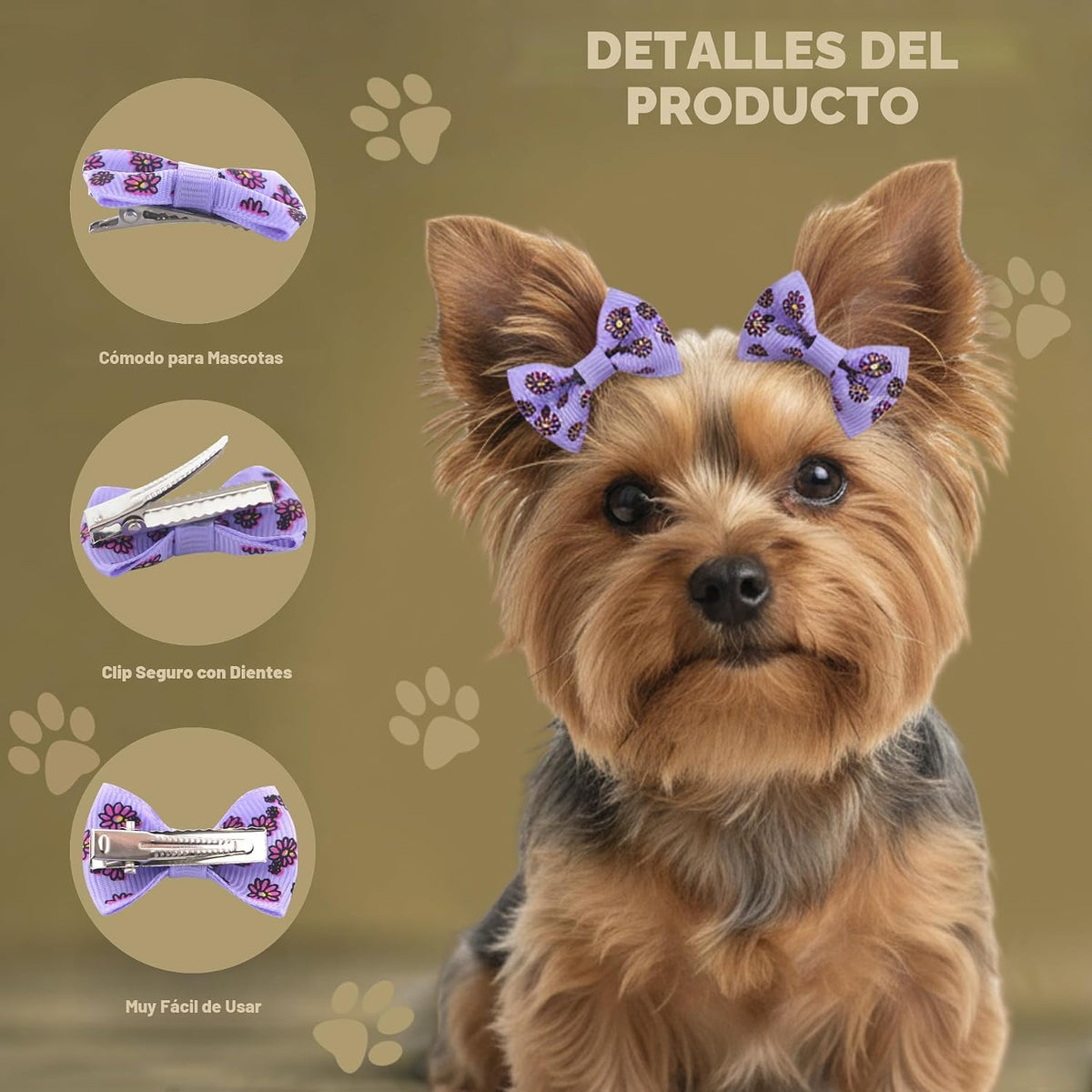 QingHan Lazos para el pelo de perro para cachorros pequeños: clips...