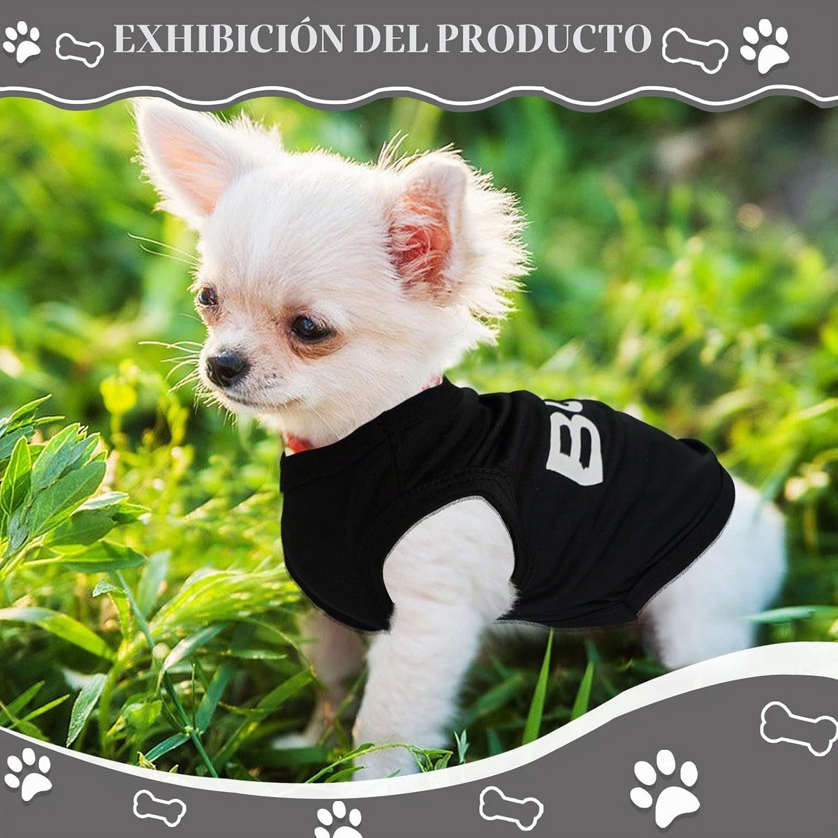 Paquete de 4 ropa para perros pequeños, camisa negra de seguridad p...