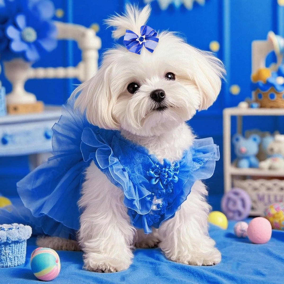 20 unidades de lindos lazos para el pelo de perro con bandas de gom...
