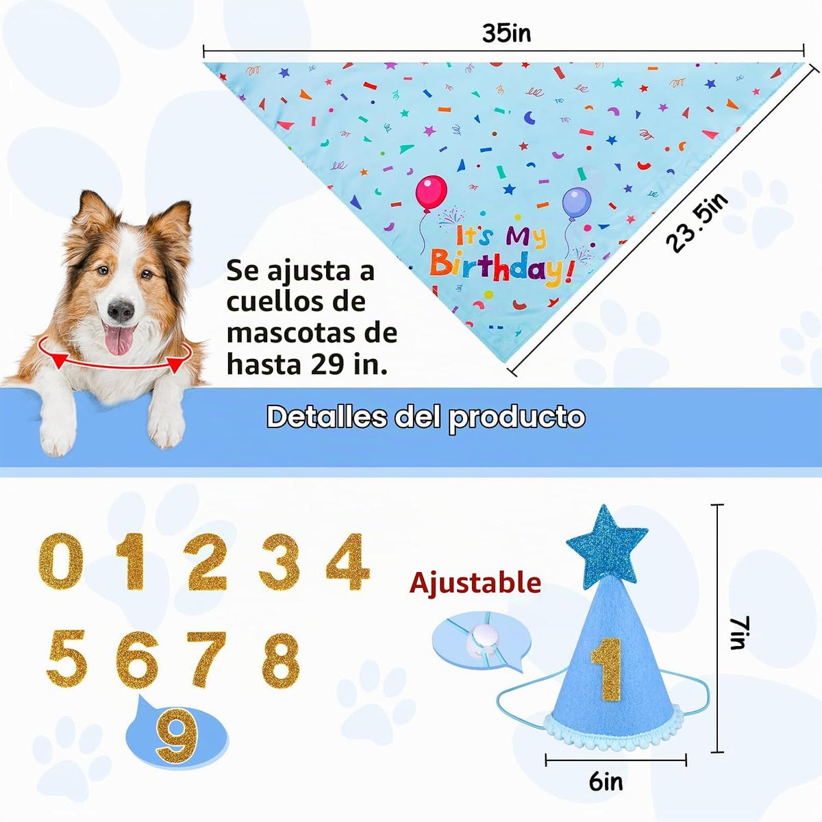 Yicostar Dog Boy - Sombrero para fiesta de cumpleaños, suministros...