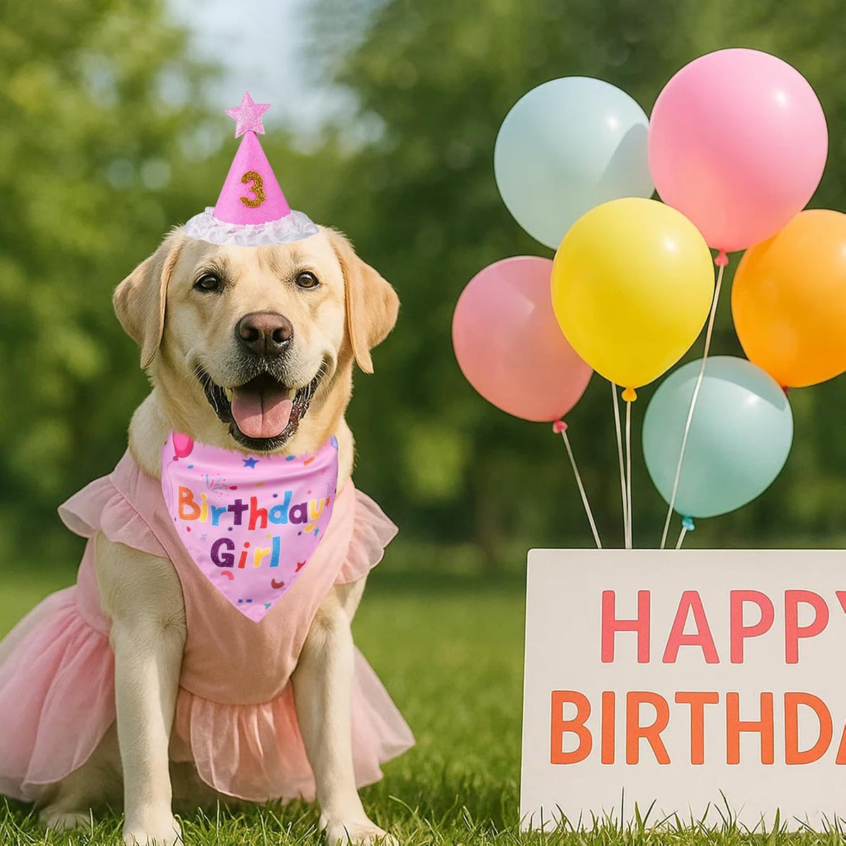 Yicostar Sombrero de fiesta de cumpleaños de perro niña, suministro...