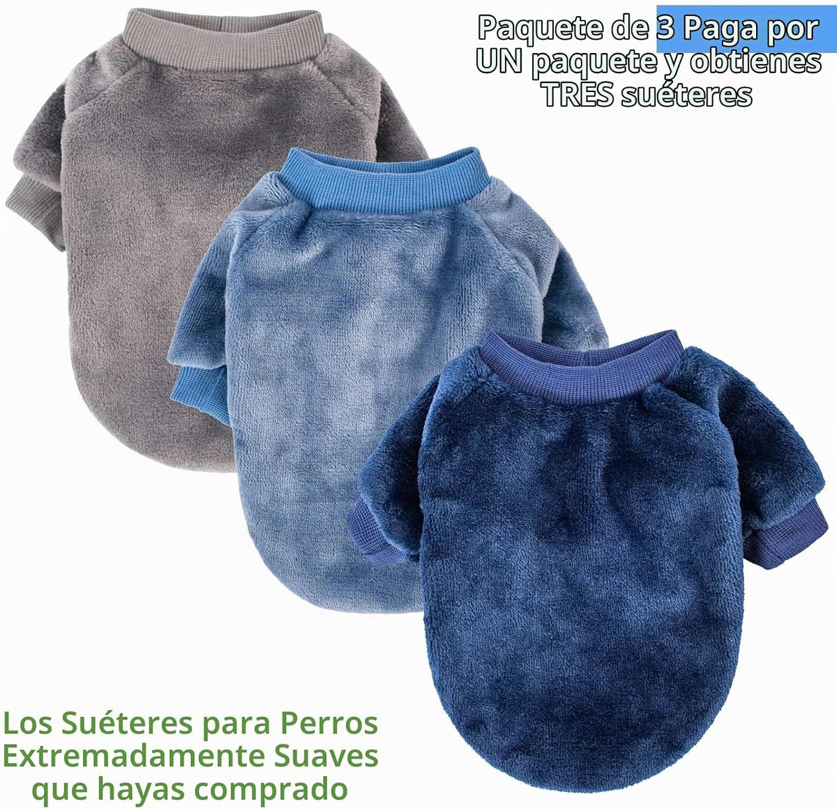 FabriCastle Suéter para perro, paquete de 3 prendas para perros y g...