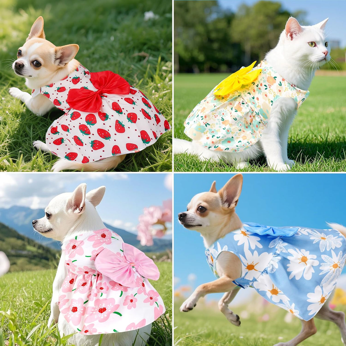 choyaxo 4 piezas lindo vestido para perro, vestido para mascotas, f...