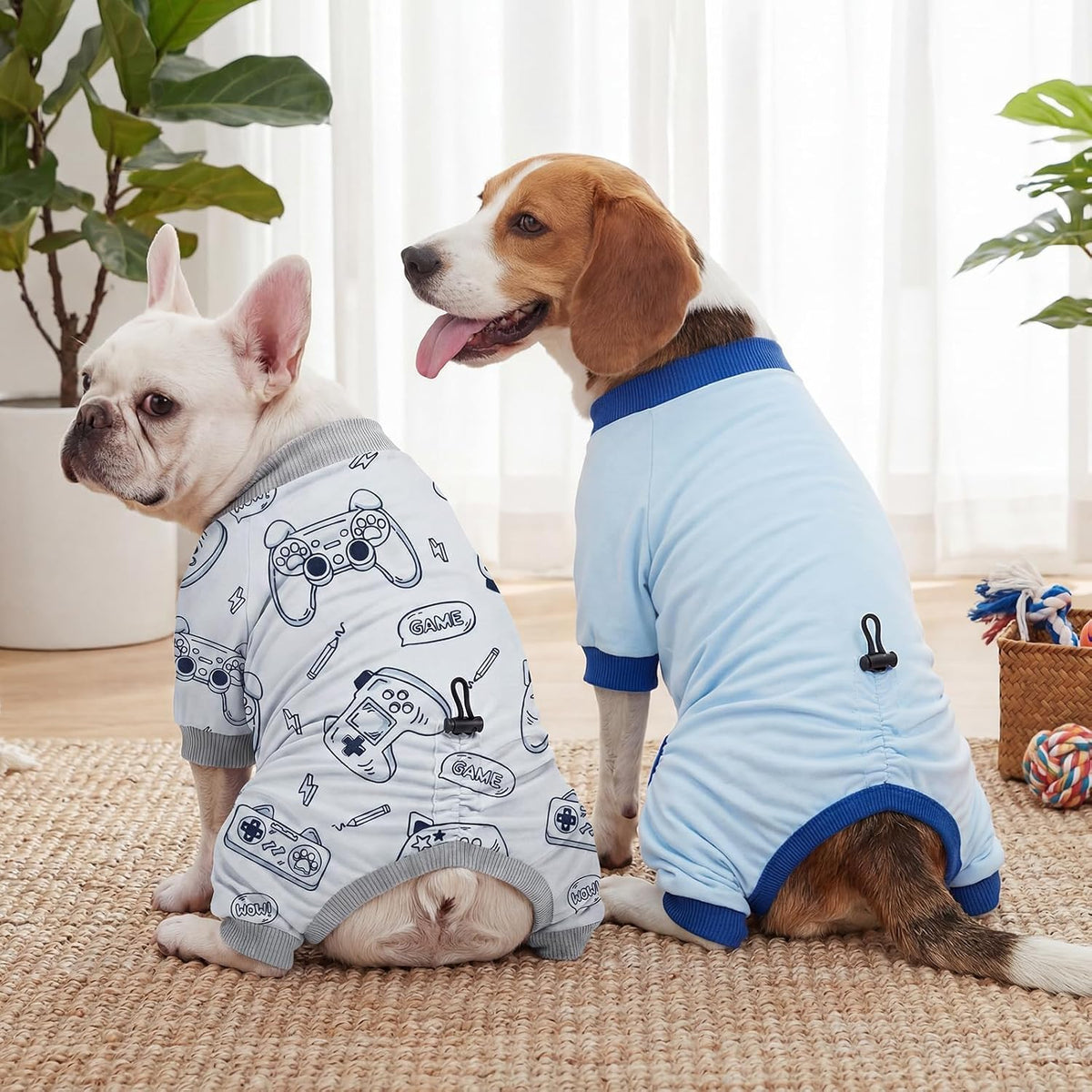 XPUDAC Paquete de 4 pijamas para perros, ropa suave para cachorros...
